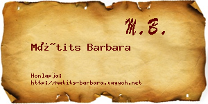 Mátits Barbara névjegykártya